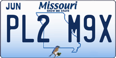MO license plate PL2M9X