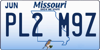 MO license plate PL2M9Z