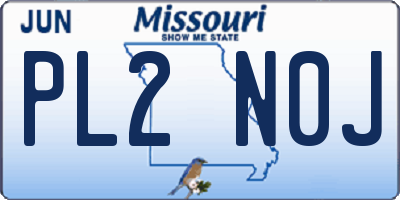 MO license plate PL2N0J