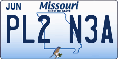 MO license plate PL2N3A