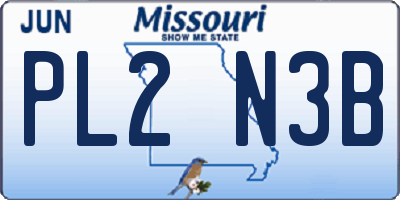 MO license plate PL2N3B