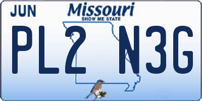 MO license plate PL2N3G