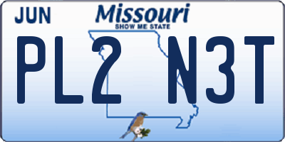 MO license plate PL2N3T