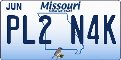 MO license plate PL2N4K