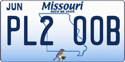 MO license plate PL2O0B