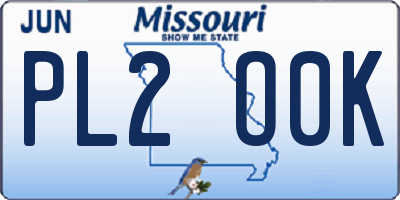 MO license plate PL2O0K
