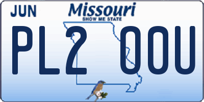 MO license plate PL2O0U