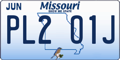 MO license plate PL2O1J