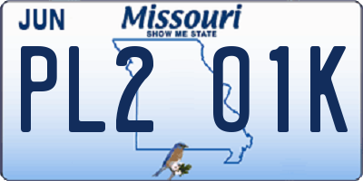 MO license plate PL2O1K