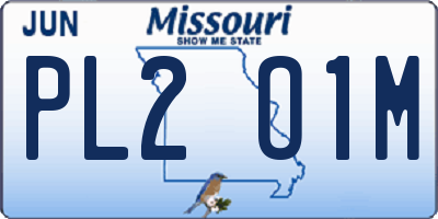 MO license plate PL2O1M