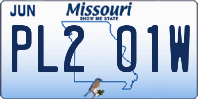 MO license plate PL2O1W
