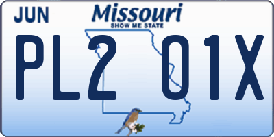 MO license plate PL2O1X