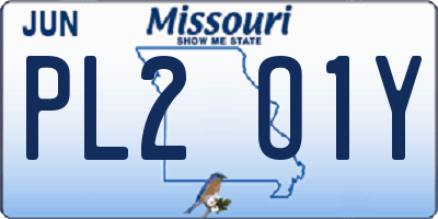 MO license plate PL2O1Y
