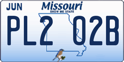 MO license plate PL2O2B