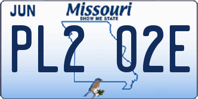 MO license plate PL2O2E