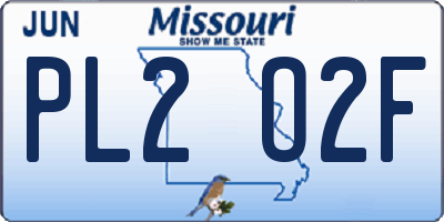 MO license plate PL2O2F
