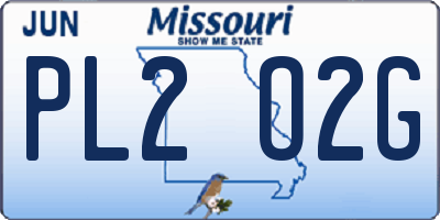 MO license plate PL2O2G