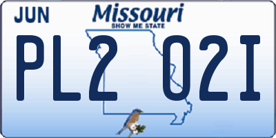 MO license plate PL2O2I