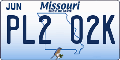 MO license plate PL2O2K