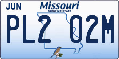 MO license plate PL2O2M