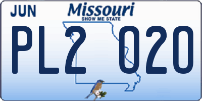 MO license plate PL2O2O
