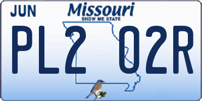 MO license plate PL2O2R