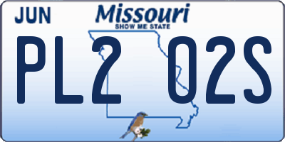 MO license plate PL2O2S