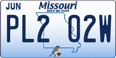 MO license plate PL2O2W