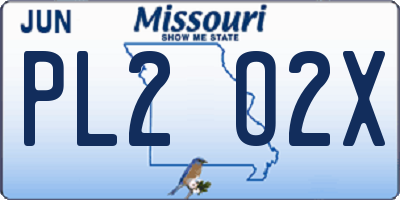 MO license plate PL2O2X