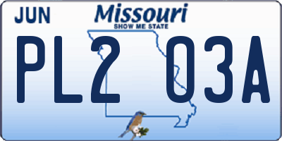MO license plate PL2O3A
