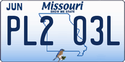 MO license plate PL2O3L