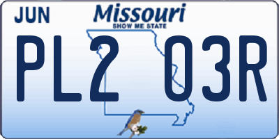 MO license plate PL2O3R