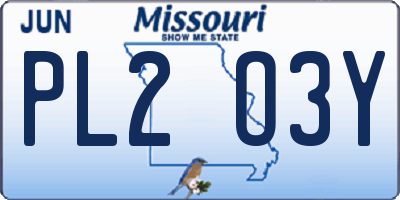 MO license plate PL2O3Y