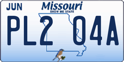 MO license plate PL2O4A