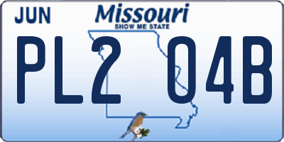 MO license plate PL2O4B
