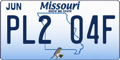 MO license plate PL2O4F