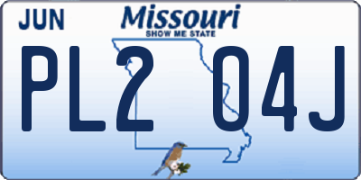 MO license plate PL2O4J
