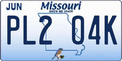 MO license plate PL2O4K