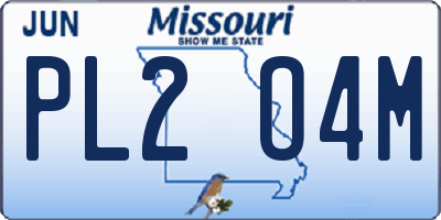 MO license plate PL2O4M