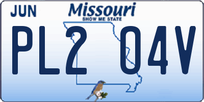 MO license plate PL2O4V