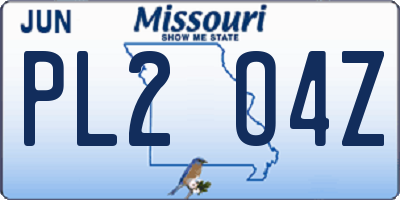 MO license plate PL2O4Z