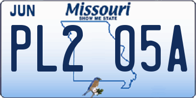 MO license plate PL2O5A