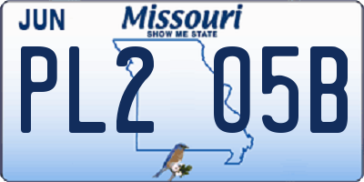MO license plate PL2O5B
