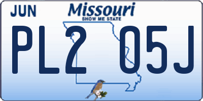 MO license plate PL2O5J