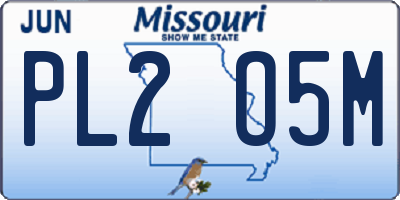 MO license plate PL2O5M