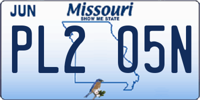 MO license plate PL2O5N