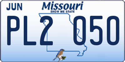 MO license plate PL2O5O