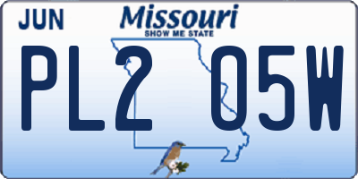 MO license plate PL2O5W