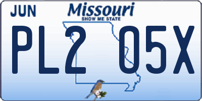 MO license plate PL2O5X