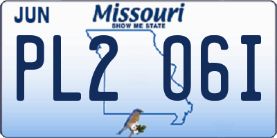 MO license plate PL2O6I